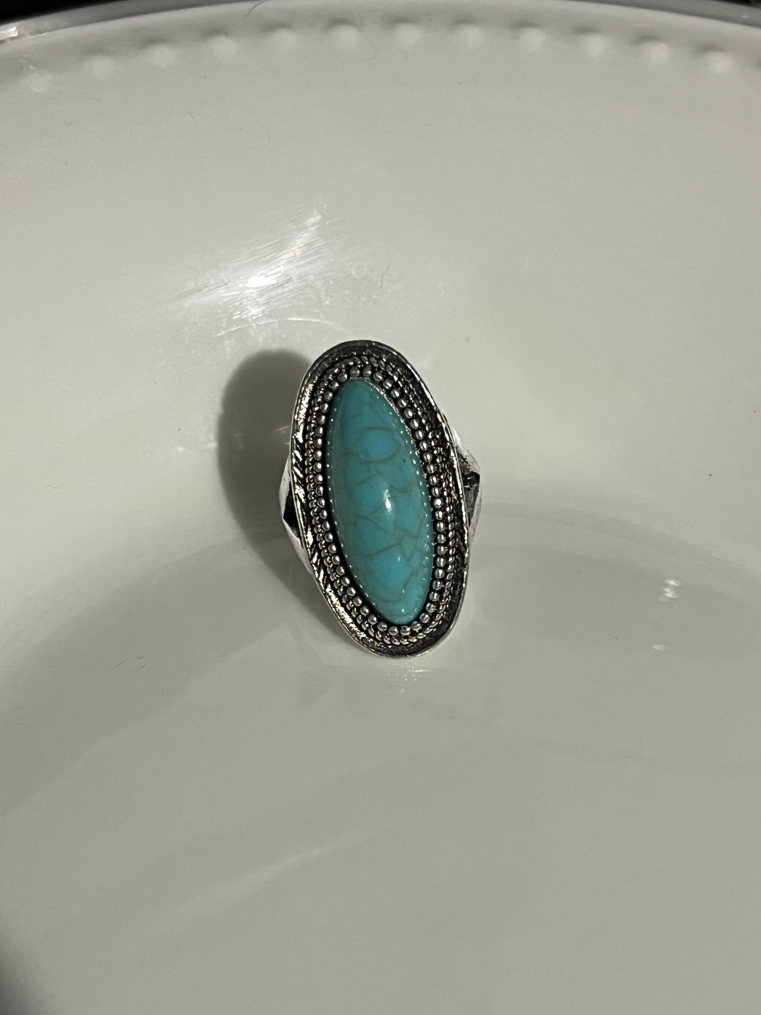 Oval Knuckle Turquoise Ring