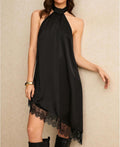 Halter Neck Asymmetrical Midi Dress