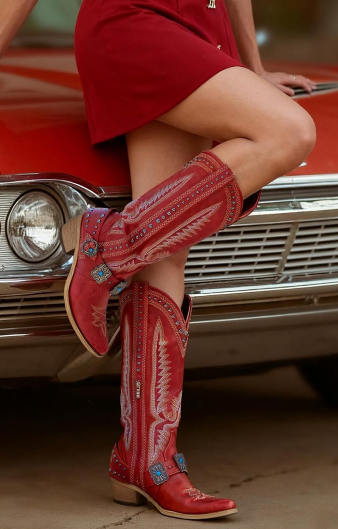 Red Ruby Leather Cowboy Boots