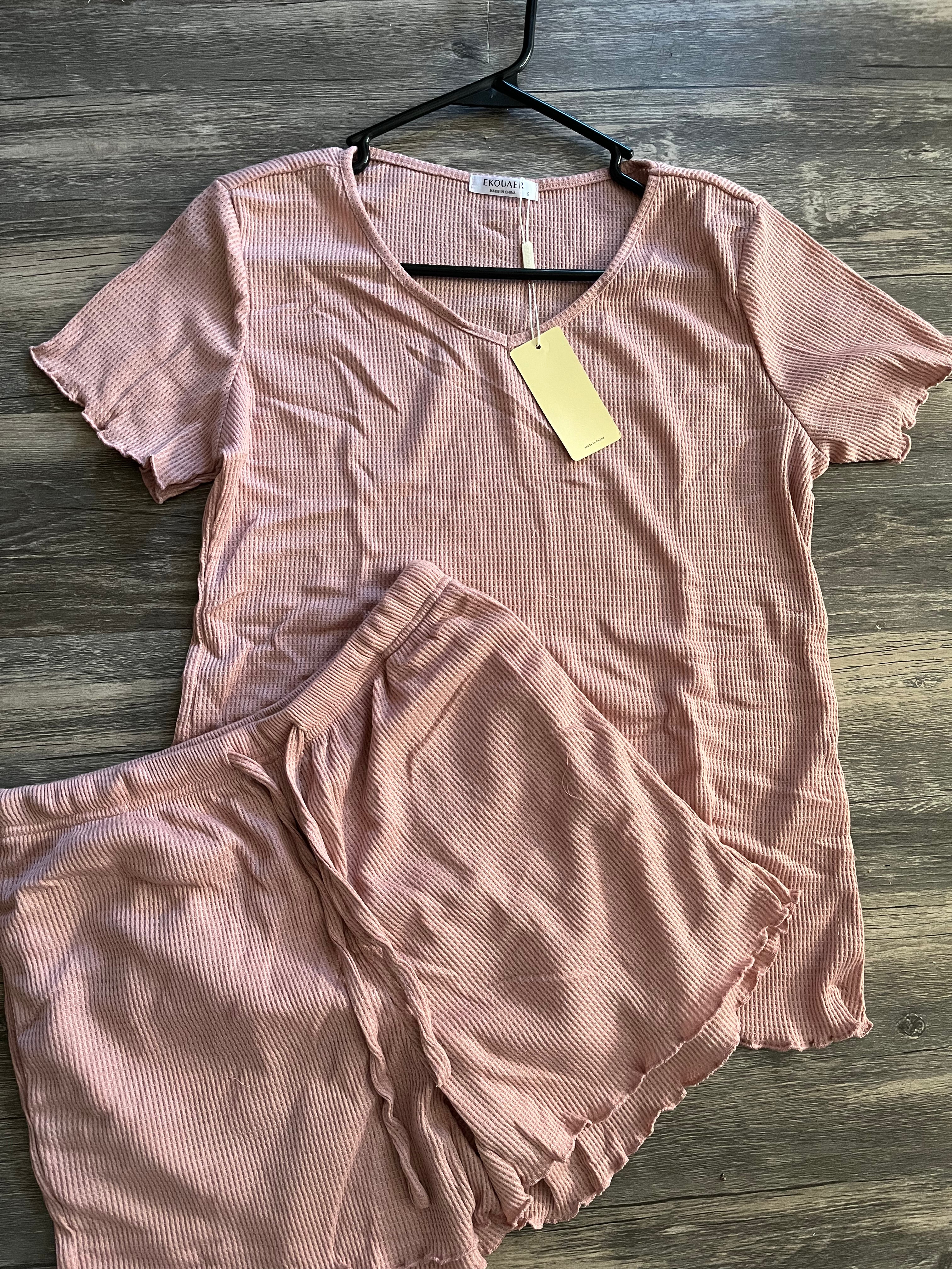 Dusty Rose Waffle Knit Set